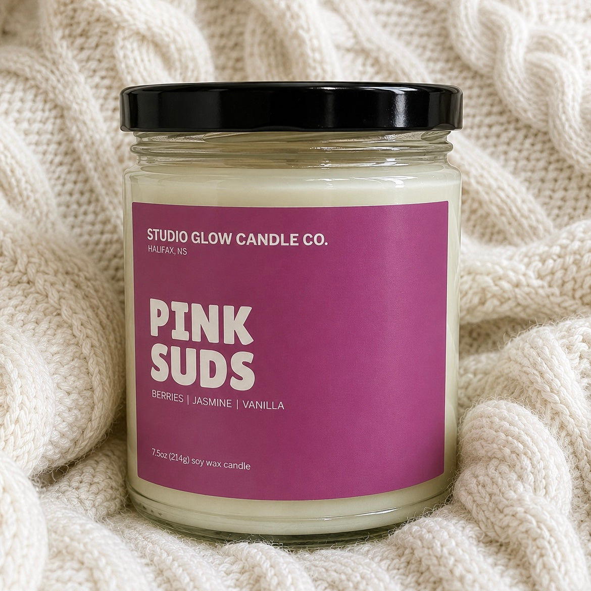 Pink Suds Soy Candle | Studio Glow Candle Co.